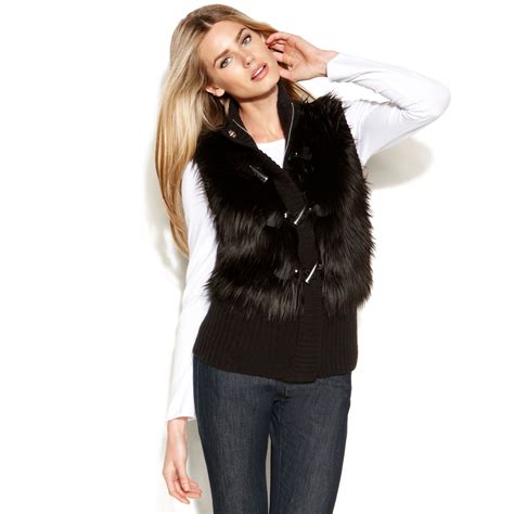 michael kors black faux fur vest|mike Kors faux fur vest.